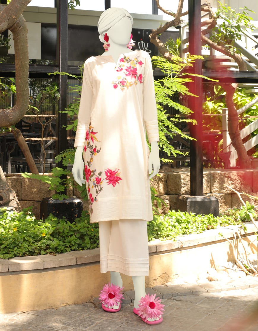 Off White Lawn 2 Piece Stitched Dress | Jlawn-S-Jst-23-1680