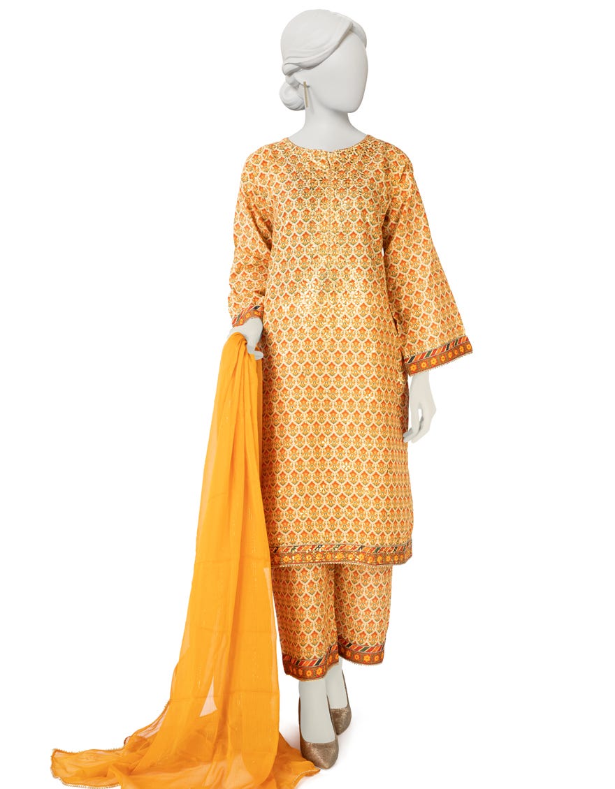 Orange Lawn 3 Piece Stitched Dress | Jlawn-S-23-170