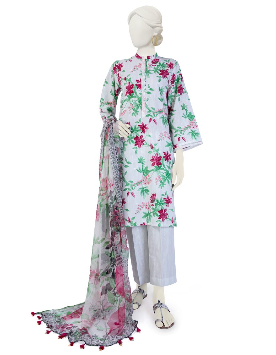 Multicolor Khaddar 3 Piece Stitched Dress | Jjpw-W-Jw-23-1745