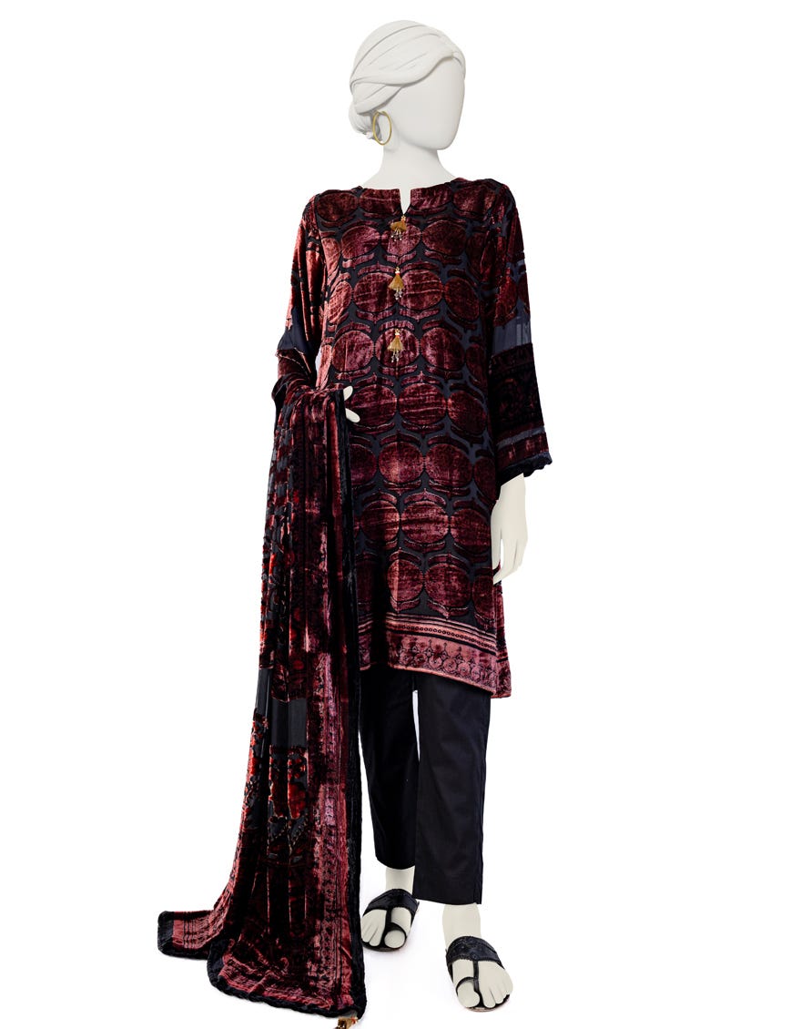 Multicolor Palachi 3 Piece Stitched Dress | Jjpw-W-Jw-23-1753