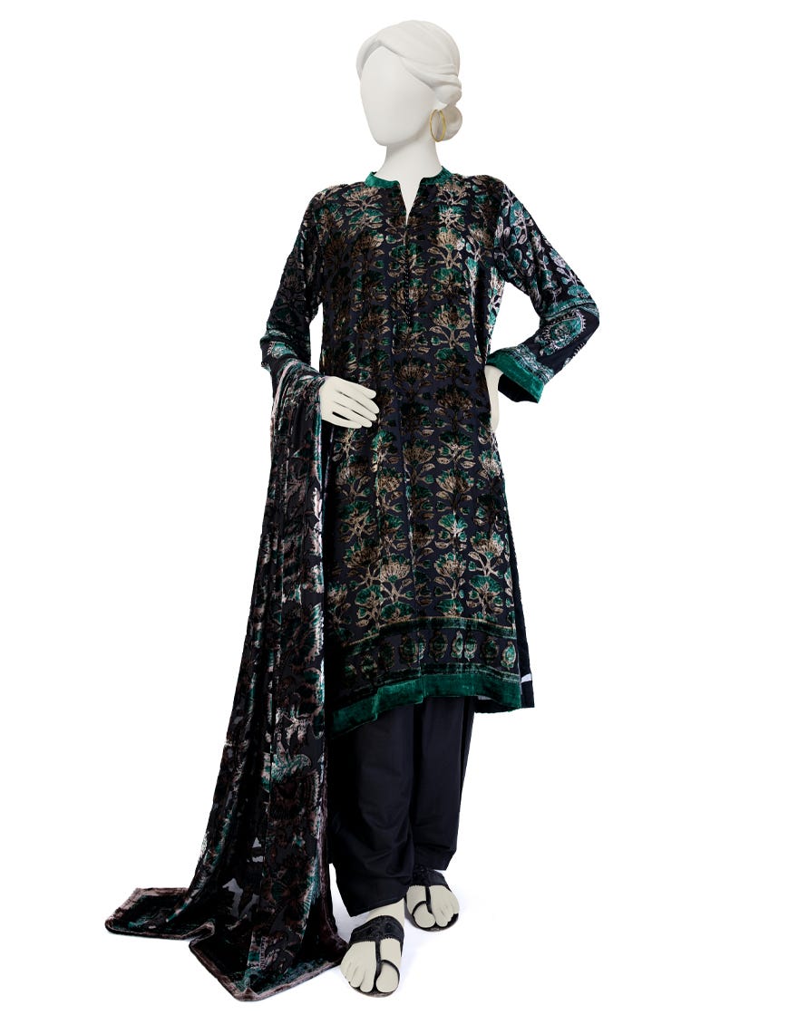 Green Palachi 3 Piece Stitched Dress | Jjpw-W-Jw-23-1756