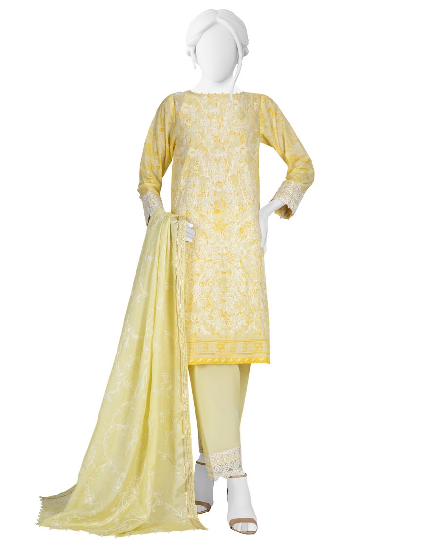 Yellow Lawn Unstitched 3 Piece Dress | Jlawn-S-23-177