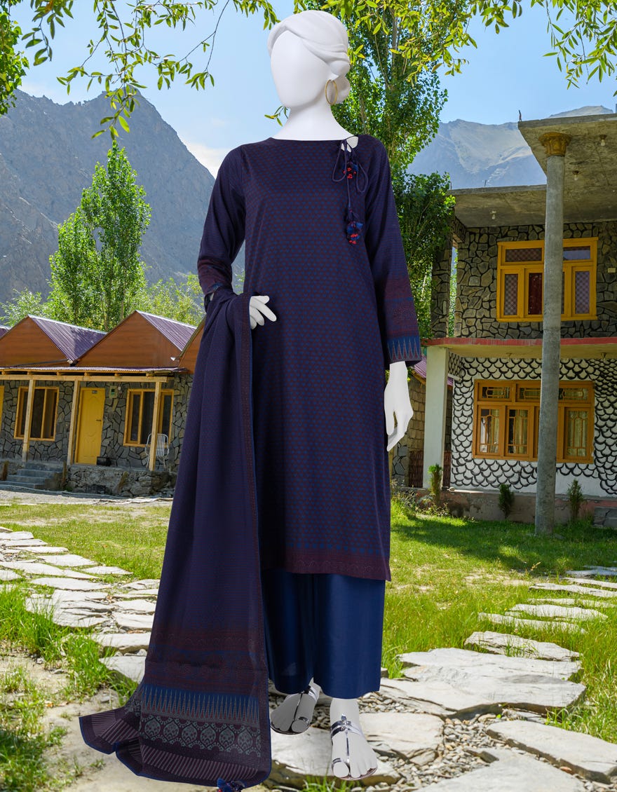 MULTICOLOR CAMBRIC UNSTITCHED 3PC | JJLS-W-JWU-23-1784