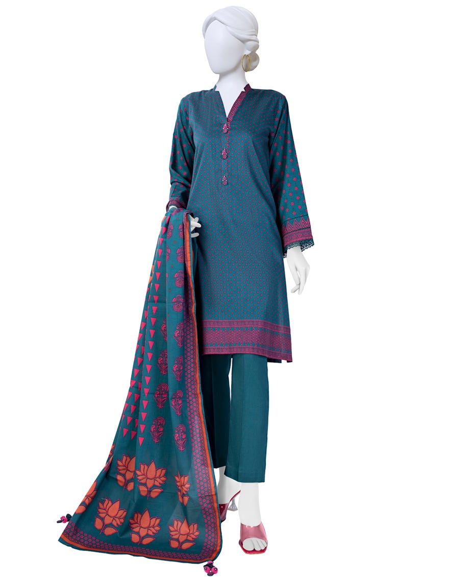 Multicolor Cambric Unstitched 3 Piece Dress | Jjls-W-Jwu-23-1789