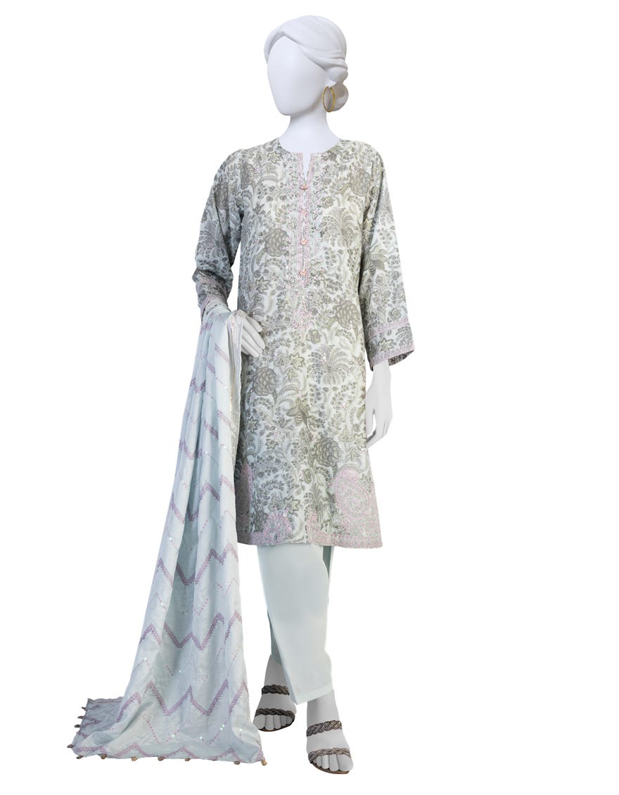 Ice Blue Lawn Unstitched 3 Piece Dress | Jlawn-S-23-178