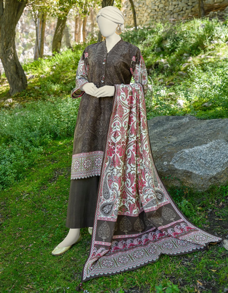 Multicolor Khaddar Unstitched 3 Piece Dress | Jjls-W-Jwu-23-1796