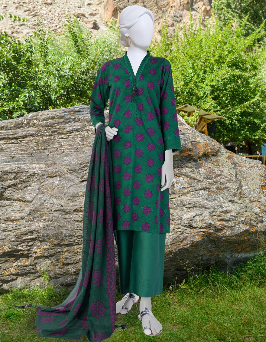 Multicolor Cambric Unstitched 3 Piece Dress | Jjls-W-Jwu-23-1799