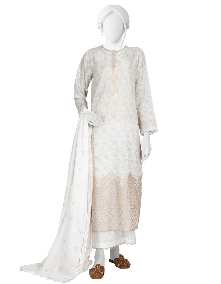 White Lawn Unstitched 3 Piece Dress | Jlawn-S-23-179