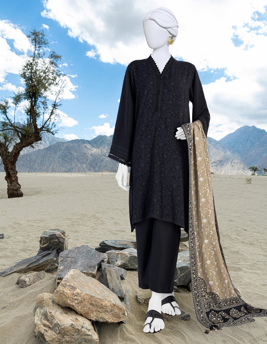 Grey Linen Unstitched 3 Piece Dress | Jjls-W-Jwu-23-1802