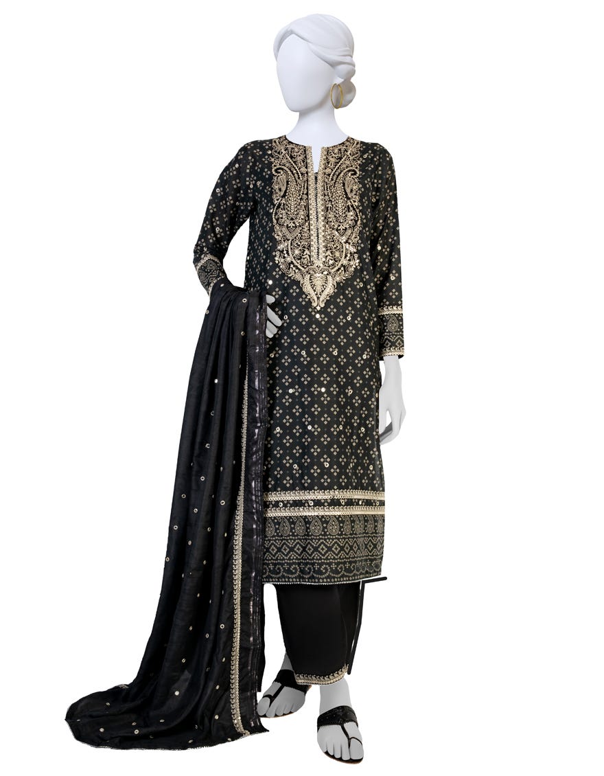Black Lawn Unstitched 3 Piece Dress | Jlawn-S-23-181