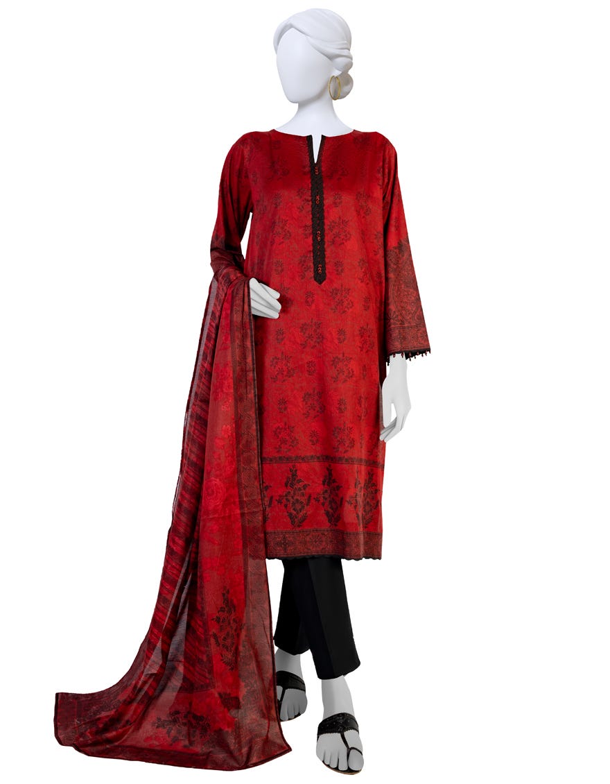 Red Lawn 3 Piece Stitched Dress | Jlawn-S-23-183