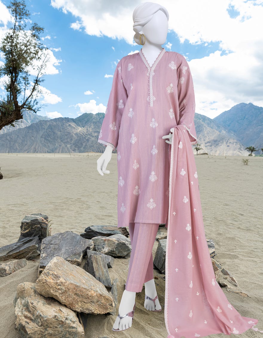 Pink Karandi Unstitched 3 Piece Dress | Jjls-W-Jwu-23-1852