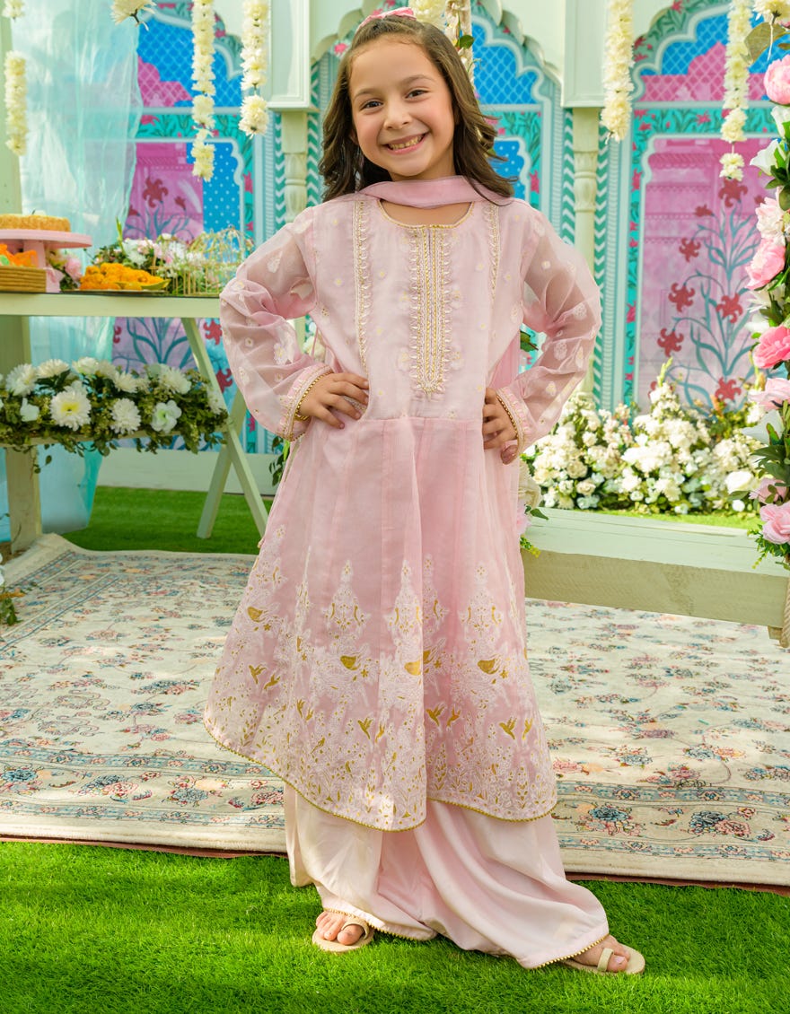 Pink Dyed Girls 3 Piece Stitched | Jgk-S-23-1909