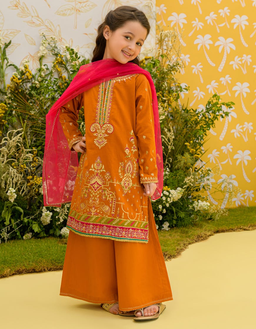 Ochre Lawn Girls 3 Piece Stitched | Jgk-S-23-1914