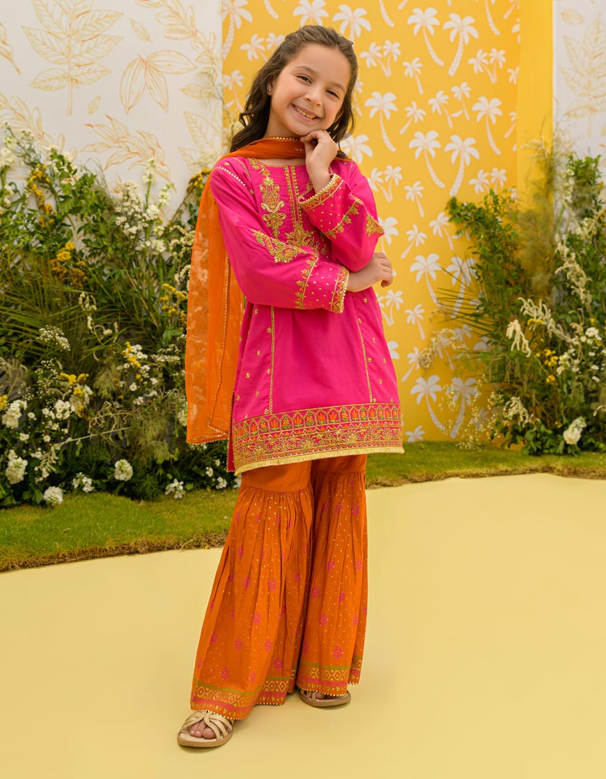 Pink Lawn Girls 3 Piece Stitched | Jgk-S-23-1915