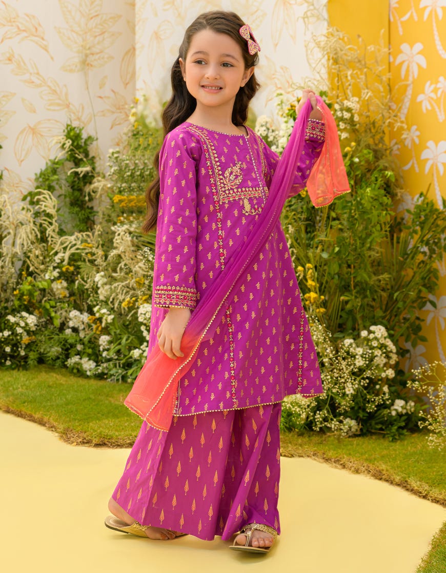 Magenta Lawn Girls 3 Piece Stitched | Jgk-S-23-1924
