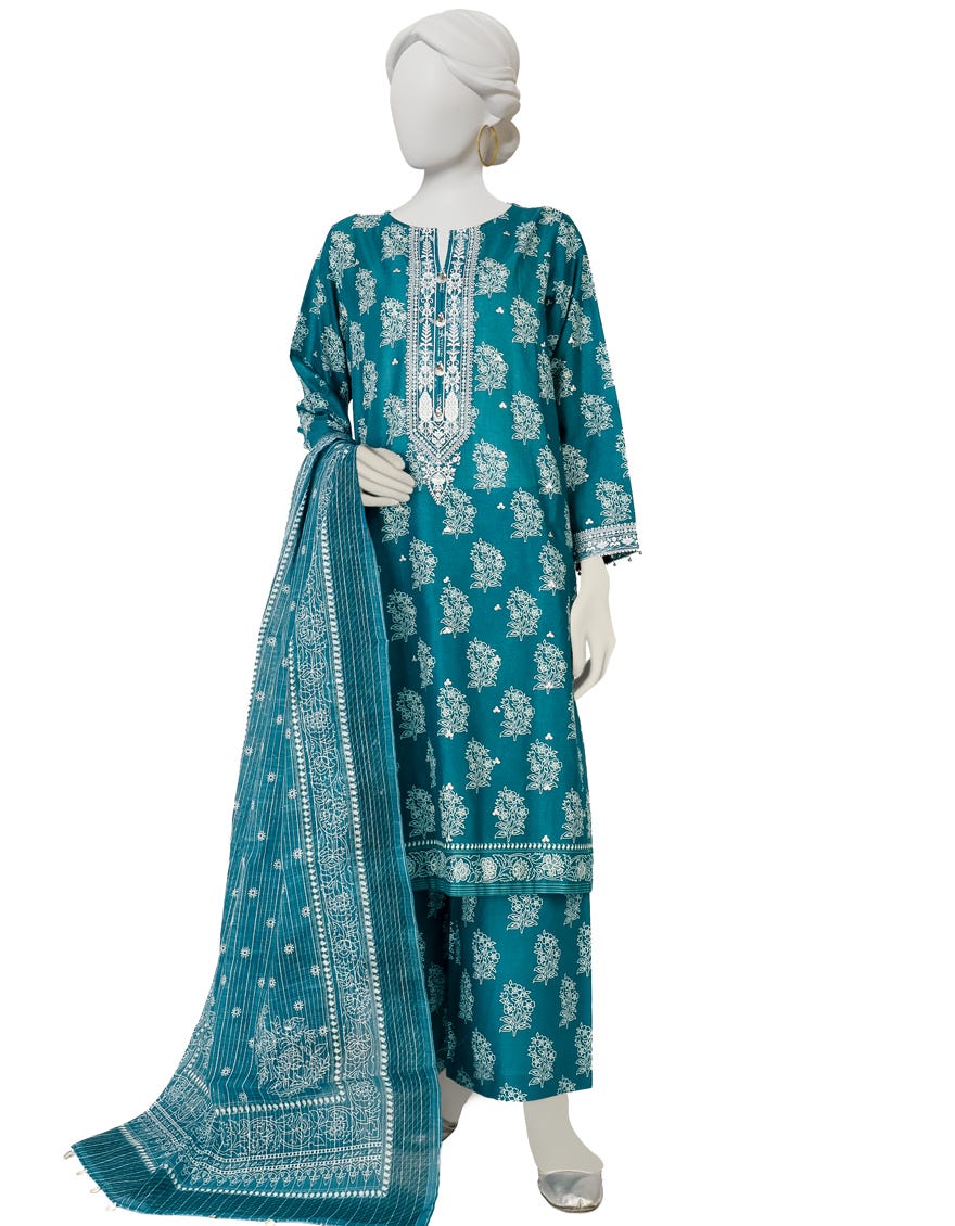 Green Lawn 3 Piece Stitched Dress | Jlawn-S-23-192