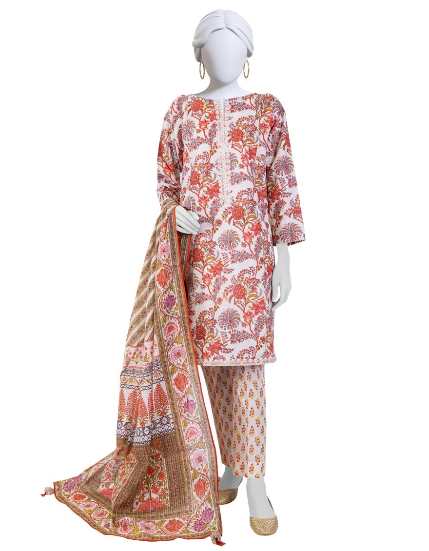 Multicolor Lawn 3 Piece Stitched Dress | Jlawn-S-23-196