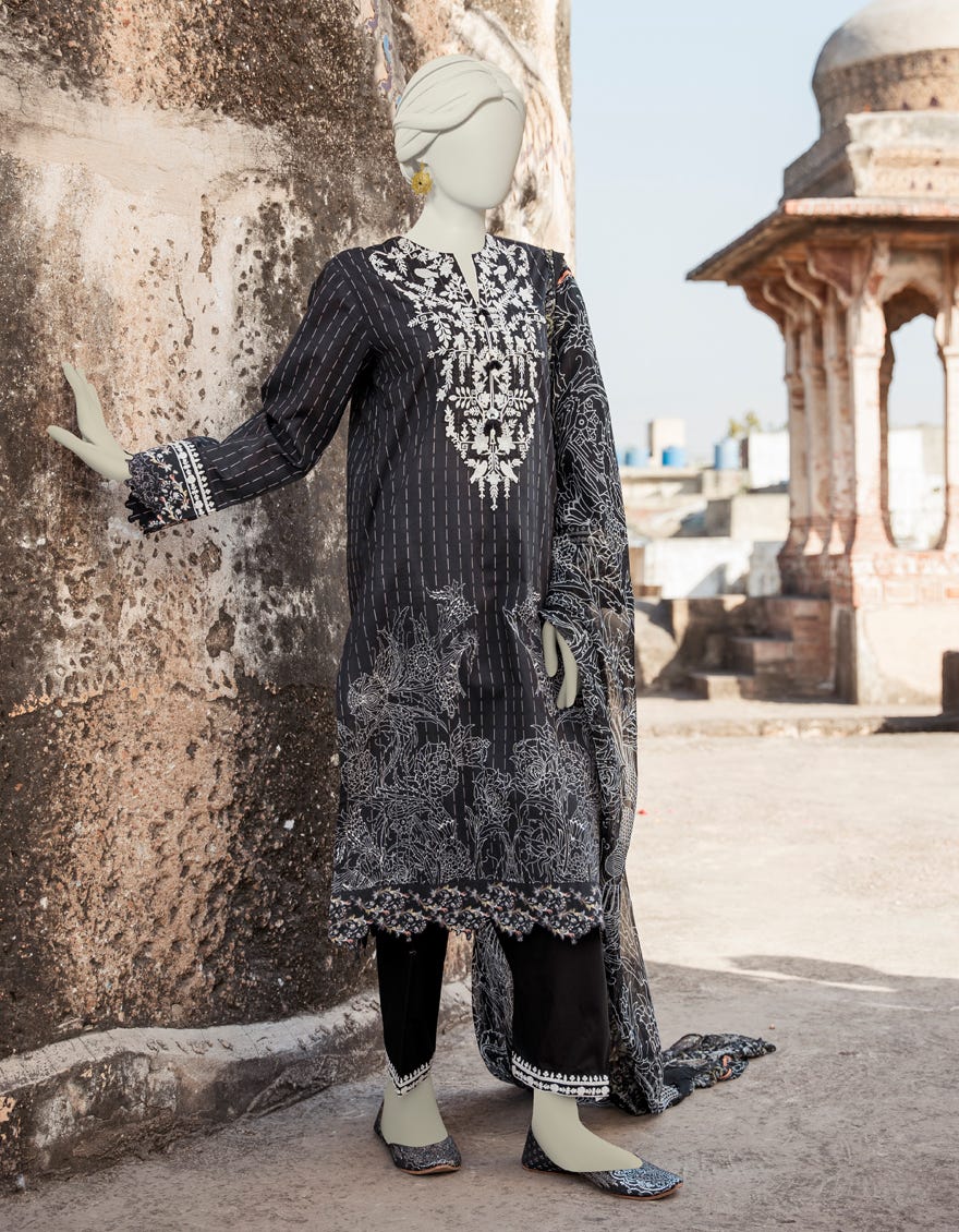 Black Lawn Unstitched 3 Piece Dress | Jlawn-S-23-200