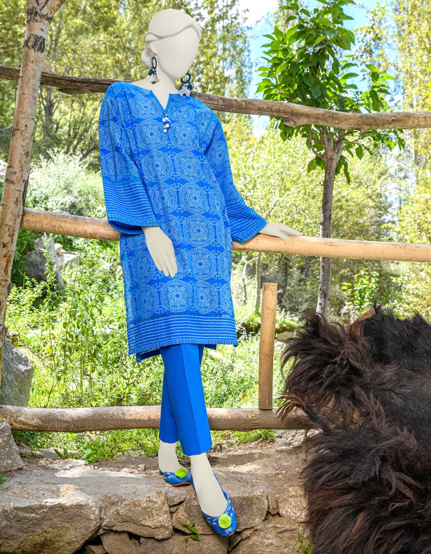 Blue Khaddar Unstitched 2 Piece Dress | Jjls-W-Jw2-23-2029