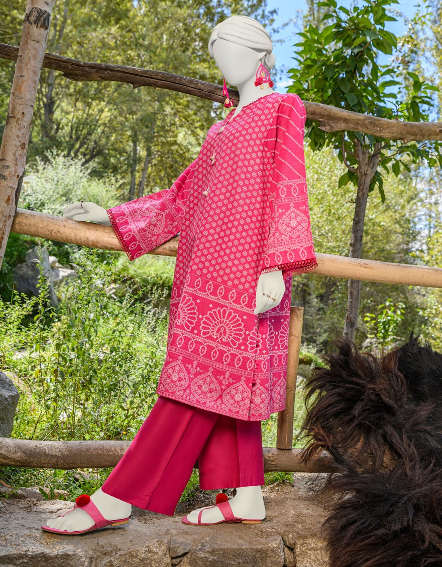 Pink Khaddar Unstitched 2 Piece Dress | Jjls-W-Jw2-23-2031