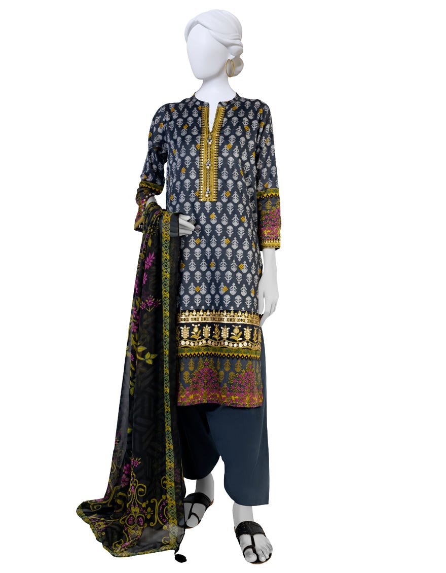 Grey Lawn 3 Piece Stitched Dress | Jlawn-S-23-203