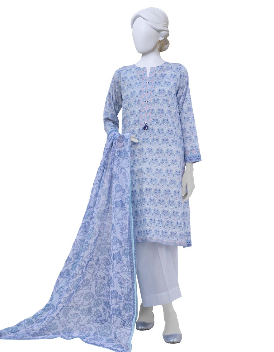Blue Lawn 3 Piece Stitched Dress | Jlawn-S-23-204