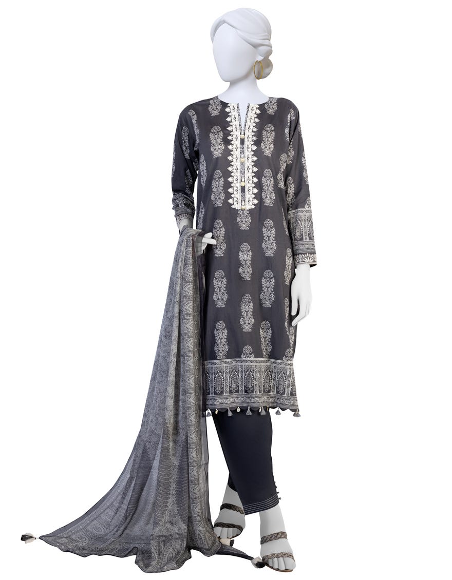 Grey Lawn 3 Piece Stitched Dress | Jlawn-S-23-205