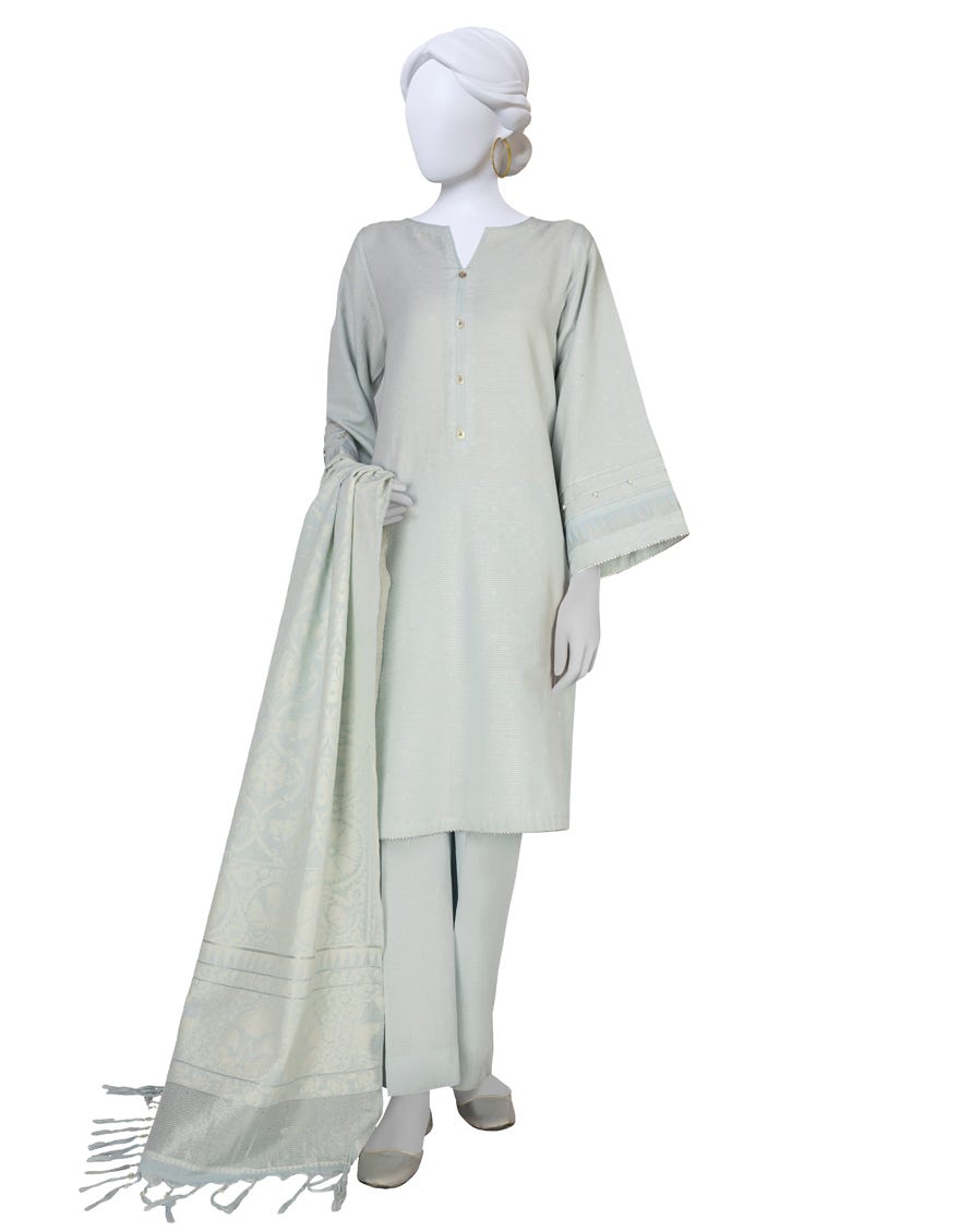 Blue Jacquard Unstitched 3 Piece Dress | Jlawn-S-23-209