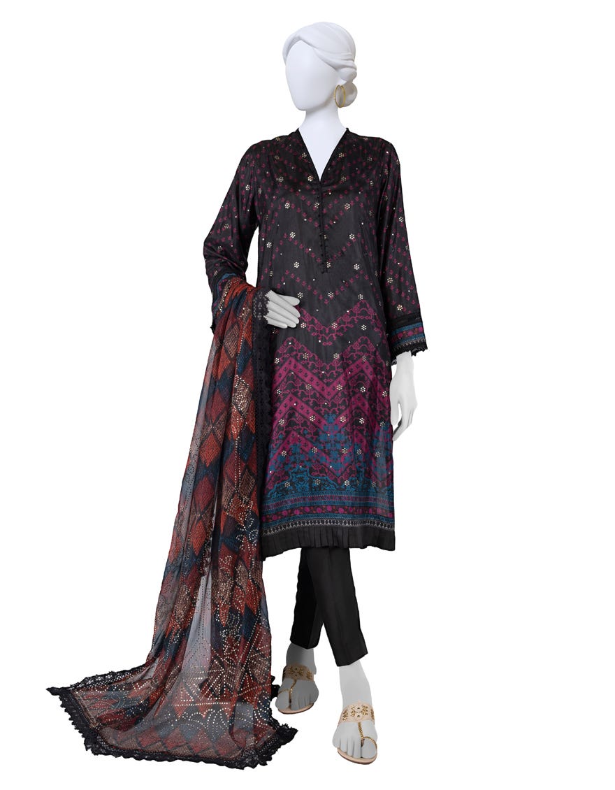 Black Plum Lawn Unstitched 3 Piece Dress | Jlawn-S-23-216