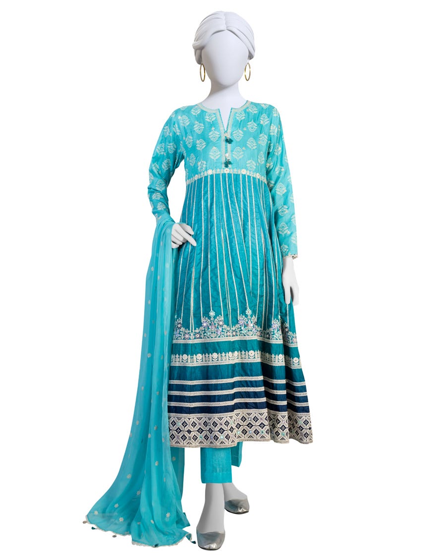 FEROZI RAW SILK 3PC STITCHED | JLAWN-S-23-222