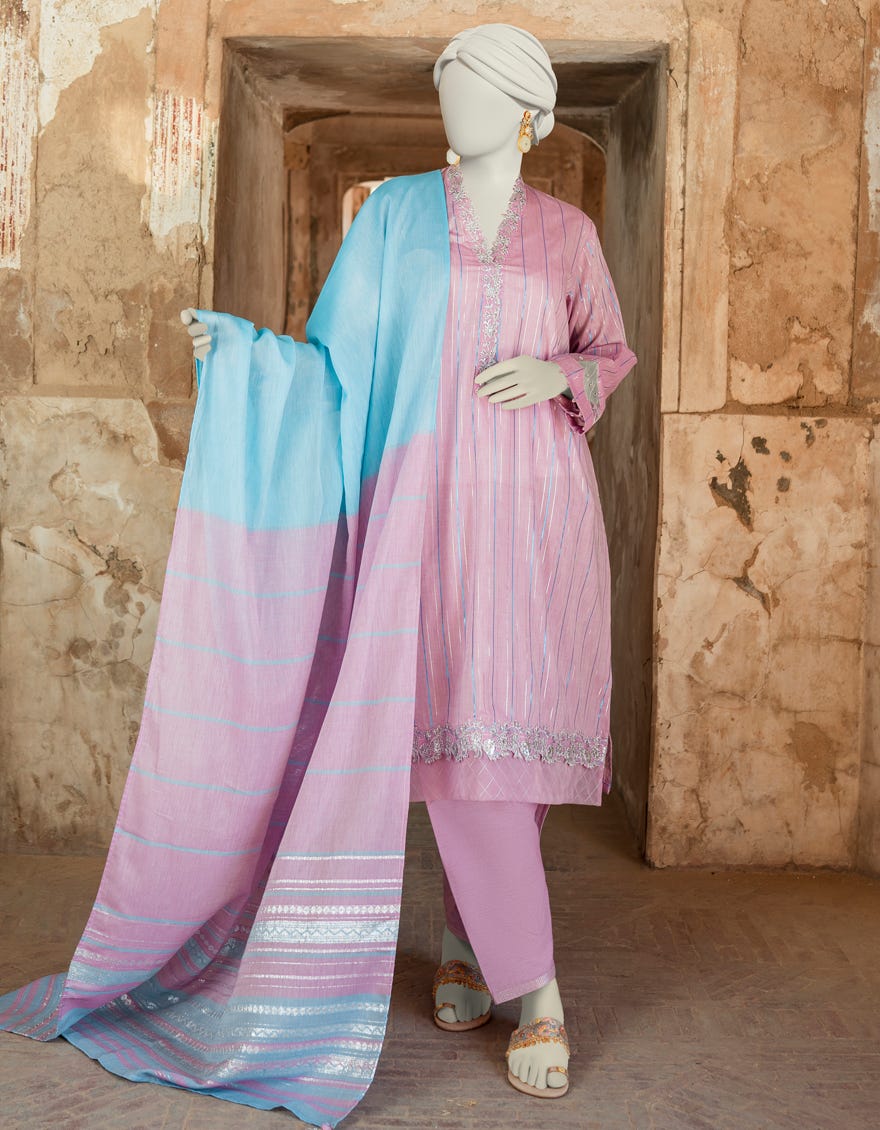 Purple Jacquard Unstitched 3 Piece Dress | Jlawn-S-23-225