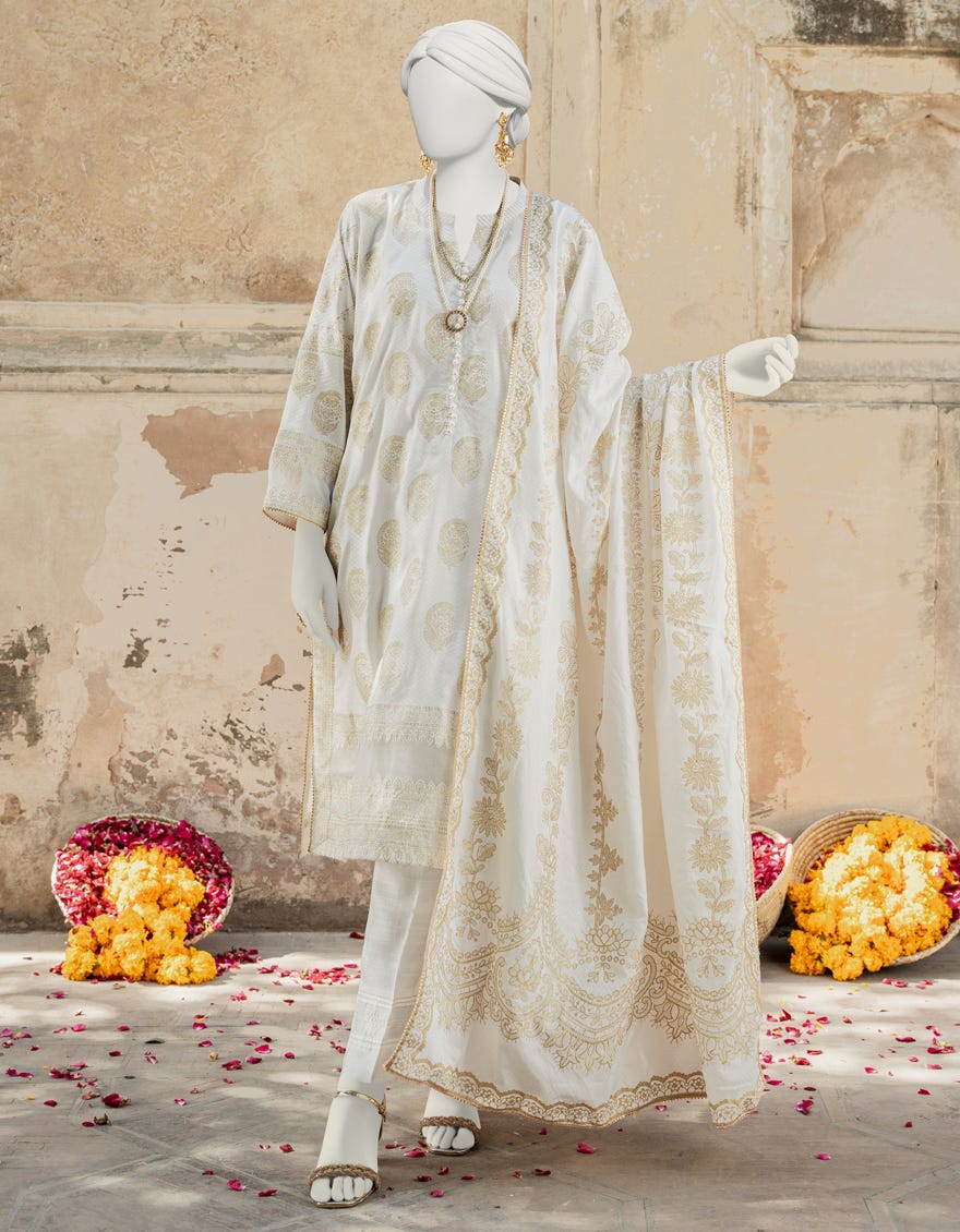 White Lawn Unstitched 3 Piece Dress | Jlawn-S-23-235