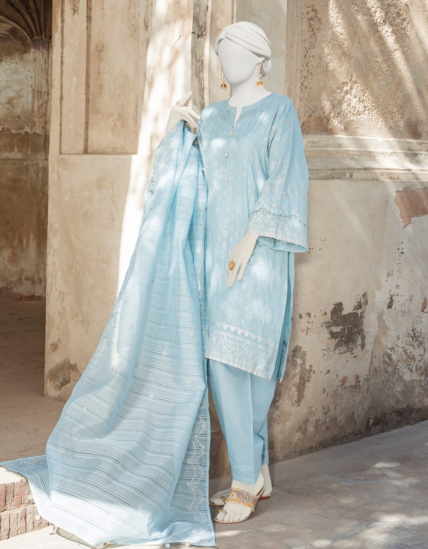 Light Blue Lawn 3 Piece Stitched Dress | Jlawn-S-23-238