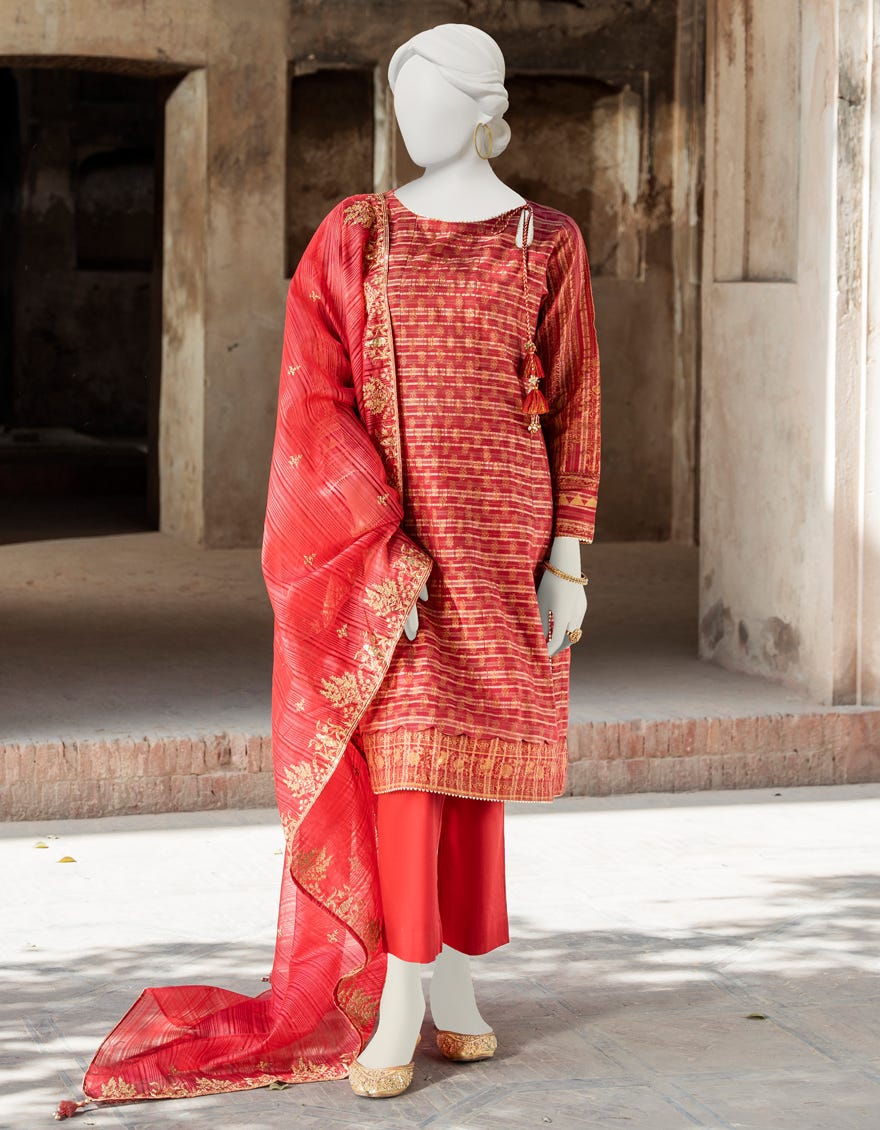 Maroon Lawn 3 Piece Stitched Dress | Jlawn-S-23-239