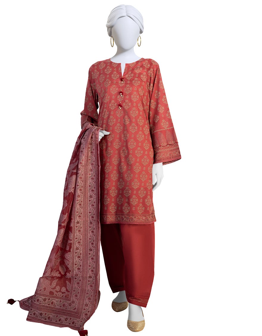 Red Lawn 3 Piece Stitched Dress | Jlawn-S-23-248