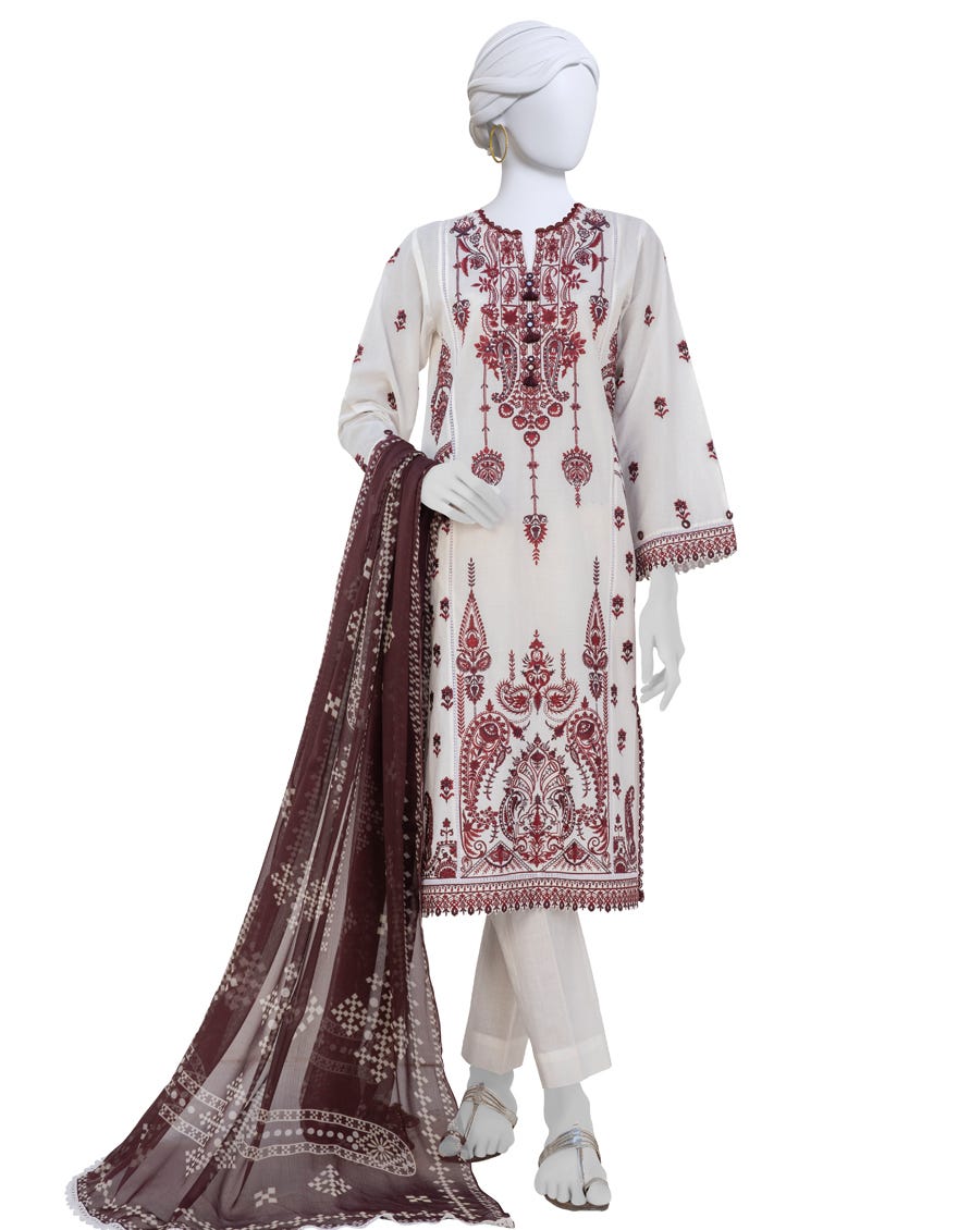 White Lawn Unstitched 3 Piece Dress | Jlawn-S-23-249