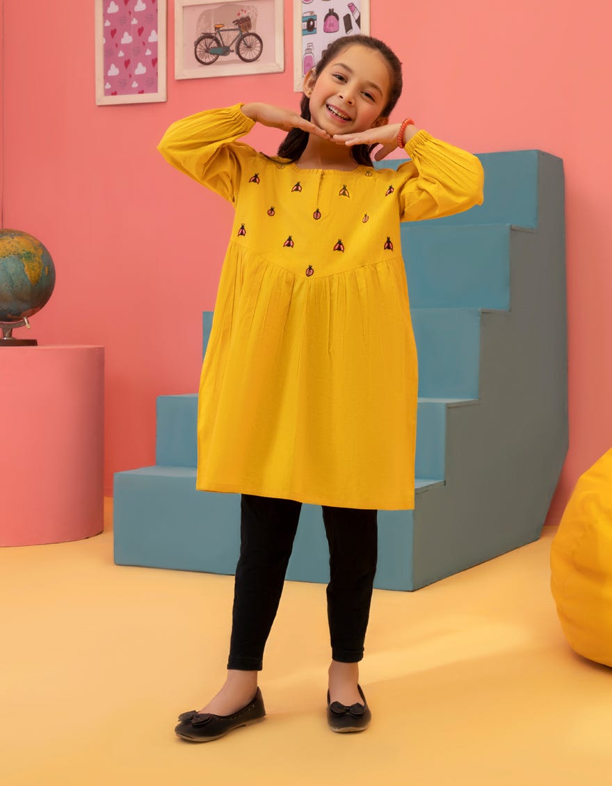 Yellow Lawn Kurti | Jglk-S-23-2506