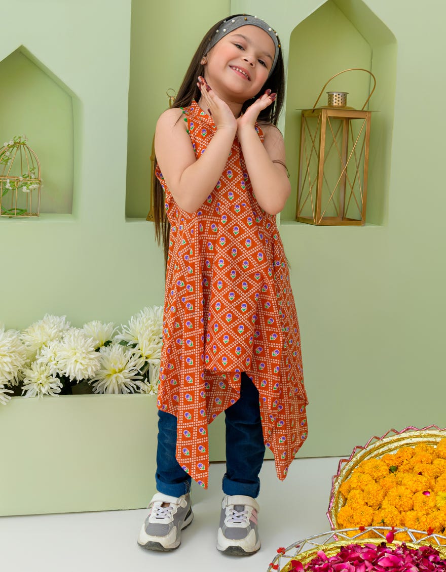 Orange Lawn Kurti | Jgk-Jglk-S-23-2512