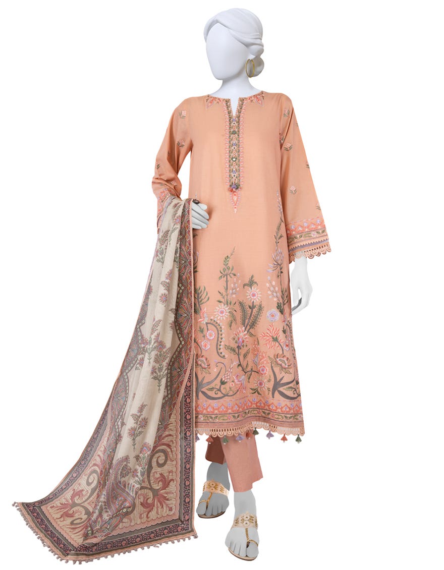 Peach Lawn Unstitched 3 Piece Dress | Jlawn-S-23-251
