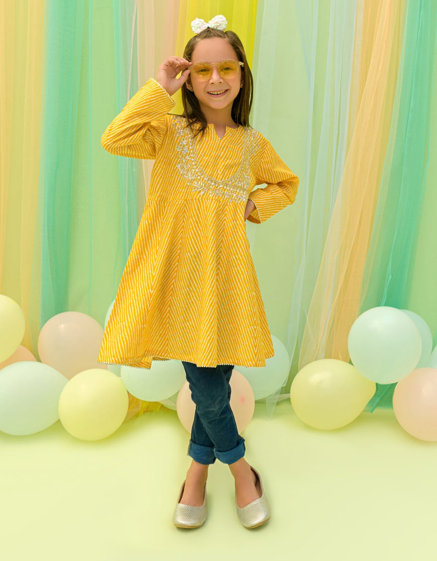 Yellow Lawn Kurti | Jglk-S-23-2524