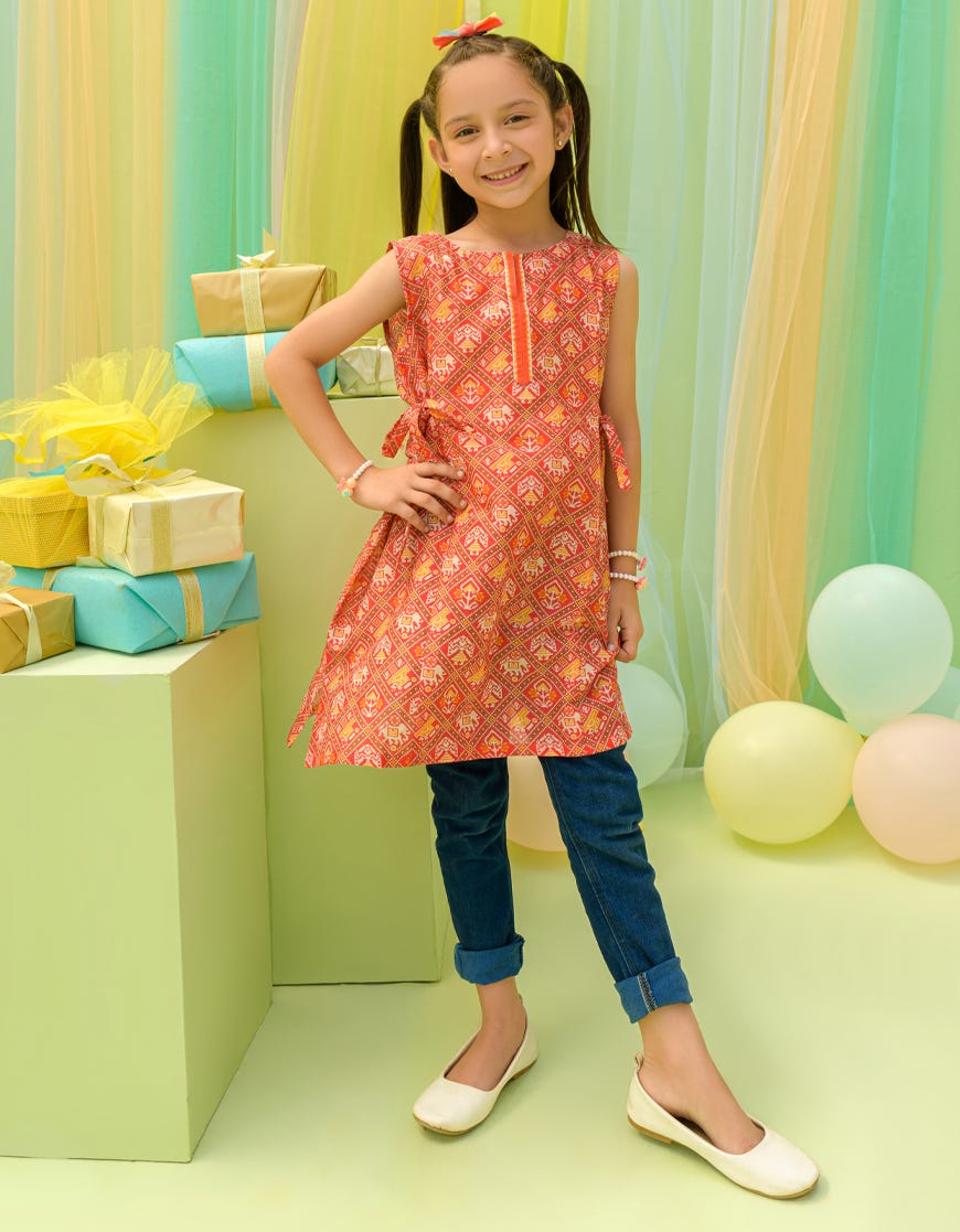 Orange Lawn Kurti | Jglk-S-23-2527