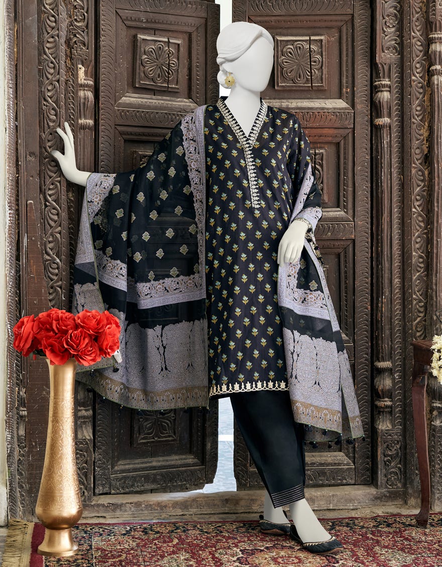 Black Lawn Unstitched 3 Piece Dress | Jlawn-S-23-258