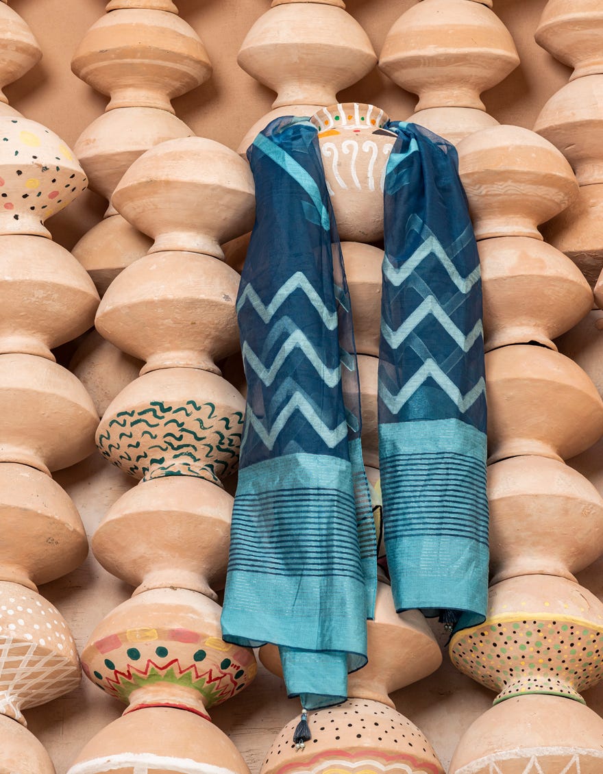 Blue Jacquard Stole | Jlst-S-Stl-23-2613
