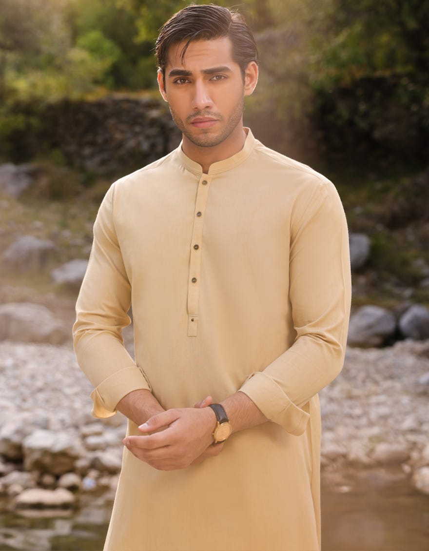 Sand Cotton Men's Kurta | Jjk-A-34393