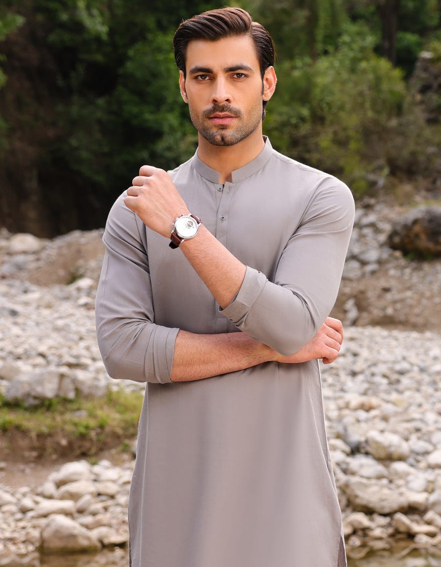 Grey Cotton Men's Kurta | Jjk-A-37753