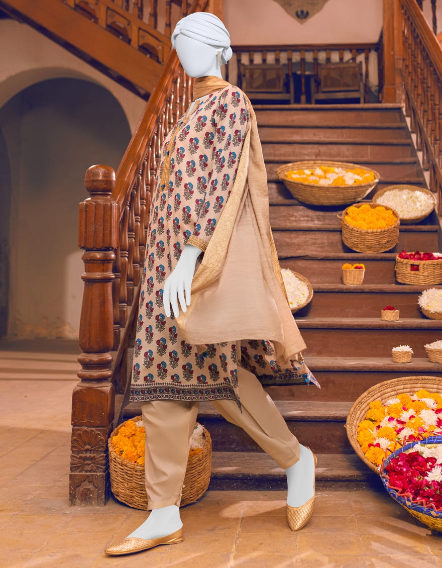 Beige Lawn Unstitched 3 Piece Dress | Jlawn-S-23-268