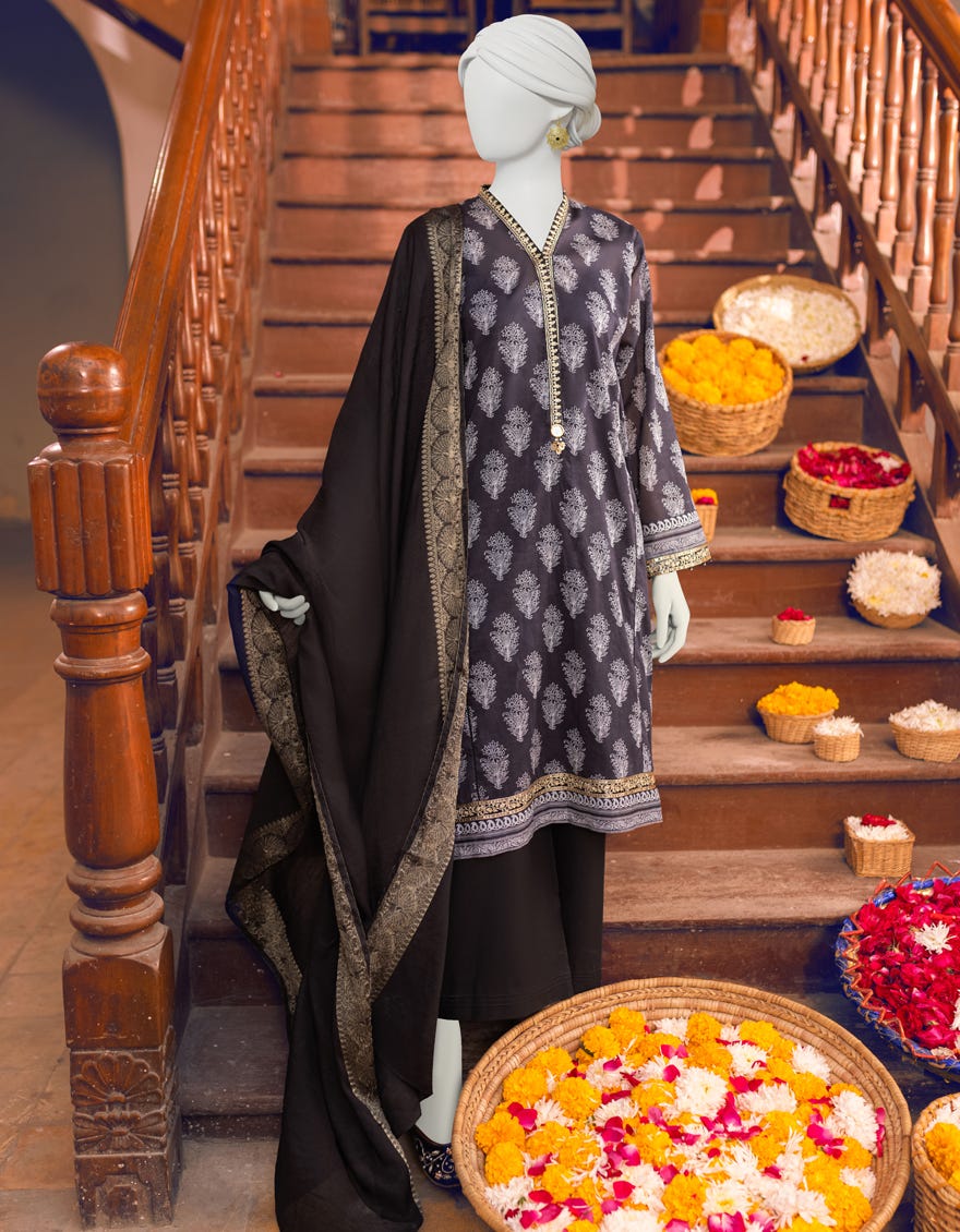 Black Lawn Unstitched 3 Piece Dress | Jlawn-S-23-270