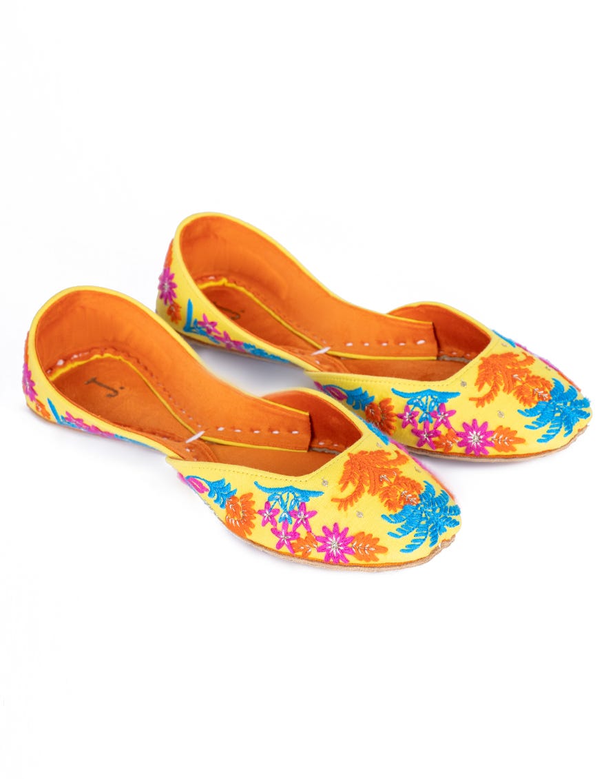 Yellow Lawn Khussa | Jj-Lkh-23-277