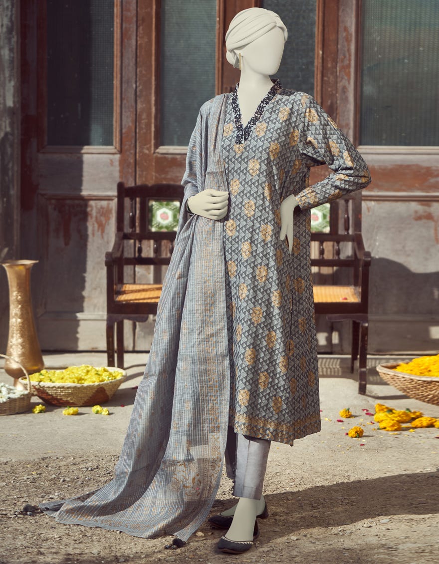 Grey-Black Lawn Unstitched 3 Piece Dress | Jlawn-S-23-281